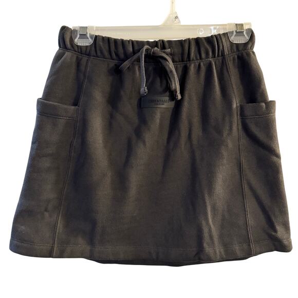 Essentials Fear of God Fleece Mini Skirt Black Pockets Size Small - Picture 1 of 6